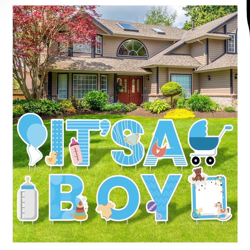 Blue Baby Boy Yard Sign Set